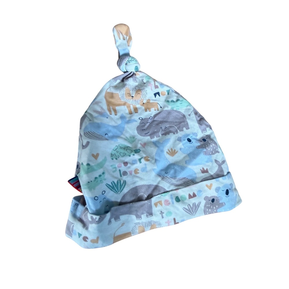 Magnetic Me Baby Animal Print Knot Hat Blue Modal Up to 3 Months 12 lbs